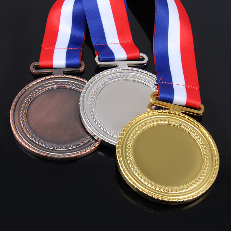 En stock medalla de metal grueso maratón corriendo polea competición deportiva espiga de trigo trofeo medalla logotipo imprimible