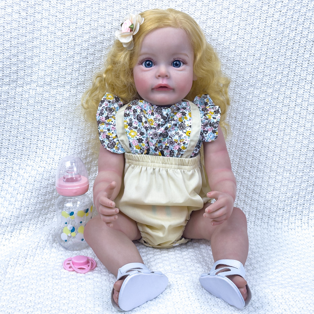 Muñeca pesada para niñas, nuevo cabello largo, juguetes caseros, regalo para muñecas para niños, 22 pulgadas, suave, Henghua