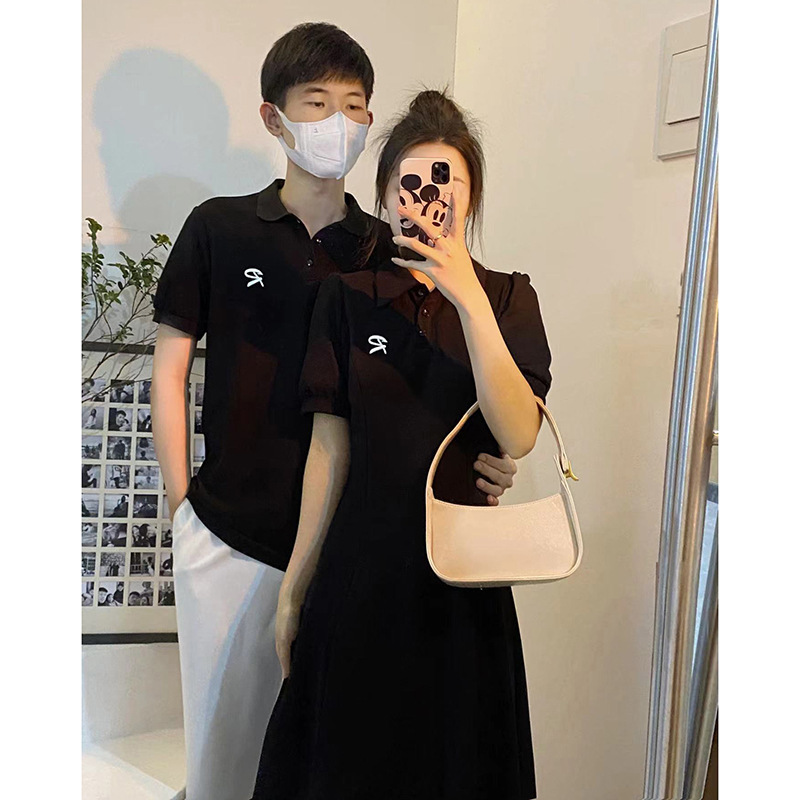 (2개) 여름 새로운 연인 프랑스 원피스 원피스 남성 셔츠 세트 세대