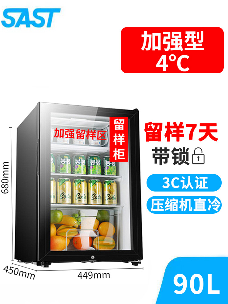 Temperature Display Food Sample Retention Cabinet for Kindergarten Canteen Kitchen, Large Single/Double Lock Refrigerated Small Refrigerator