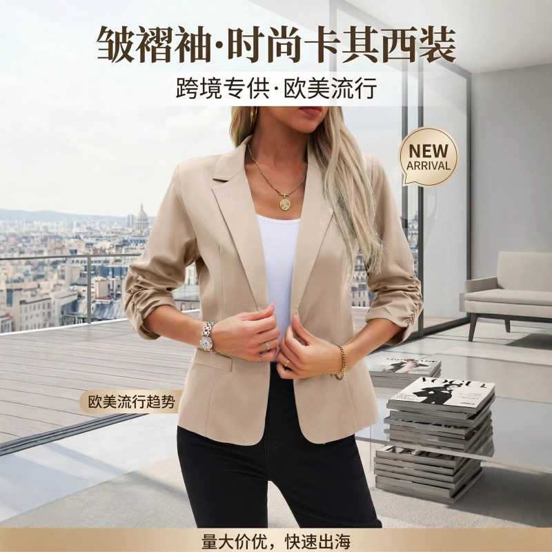 2026 Cross-Border Women's Blazer Formal Wear Three-Quarter Sleeve Blazer Business Casual Workwear