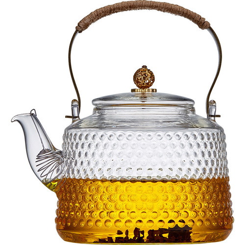 Hammered-Texture Thickened Dongtian Kettle Ceramic Stove Teapot High-Borosilicate Kung Fu Handle Glass Teapot