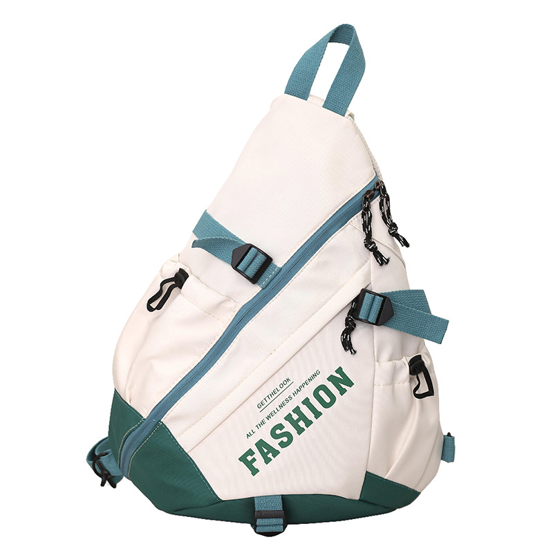 Nuevo estilo coreano de contraste de color bolso de pecho de mujer letras extranjeras de gran capacidad mochila deportiva de ocio mochila de bicicleta