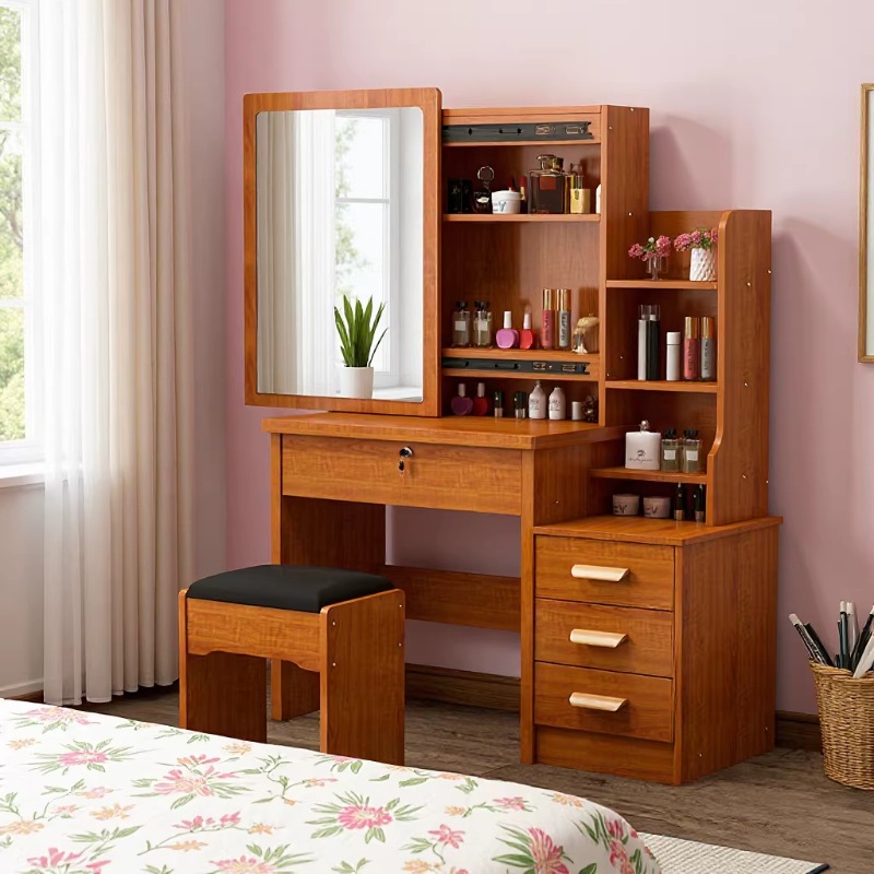 Mesa de maquillaje transfronteriza armario en un espejo push-pull venta caliente dormitorio simple moderno con armario de almacenamiento red comedor