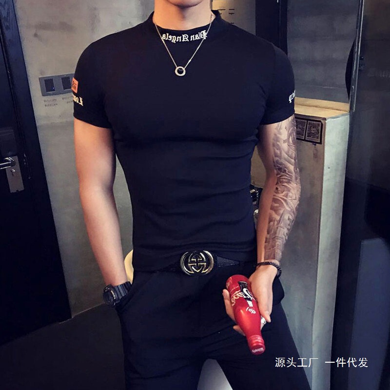Social Spirit Short-Sleeve T-Shirt for Men, Trendy Brand Top, Fashionable Undershirt, Men's Clothing