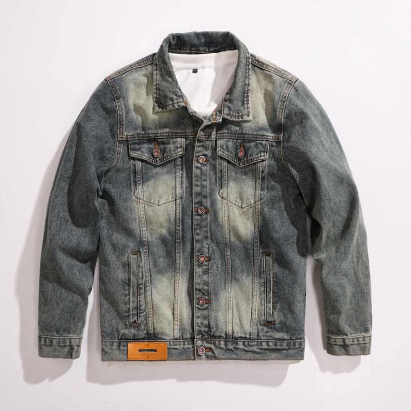 Men's Washed Denim Jacket Vintage Style Casual Retro Outerwear_voghion.com