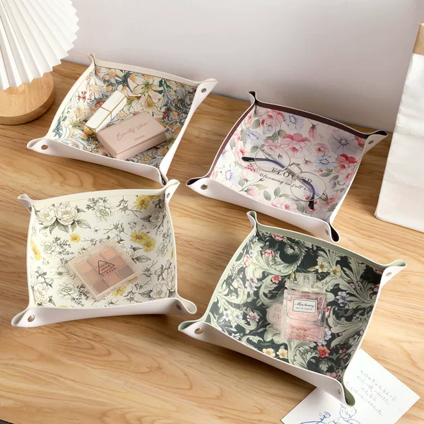 Nordic Simple Houndstooth Storage Plate Key Jewelry Lipstick Cosmetic Desktop Shoe Cabinet Dormitory Storage Box