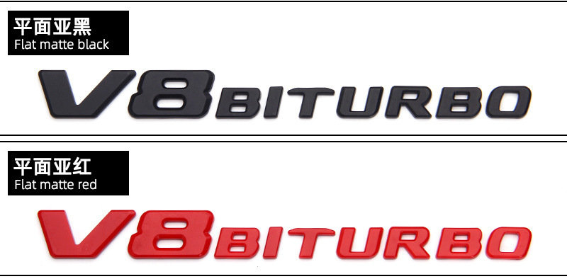 Suitable for Mercedes-Benz V8 BITURBO leaf side logo twin turbocharged rear tail logo letter label car labeling