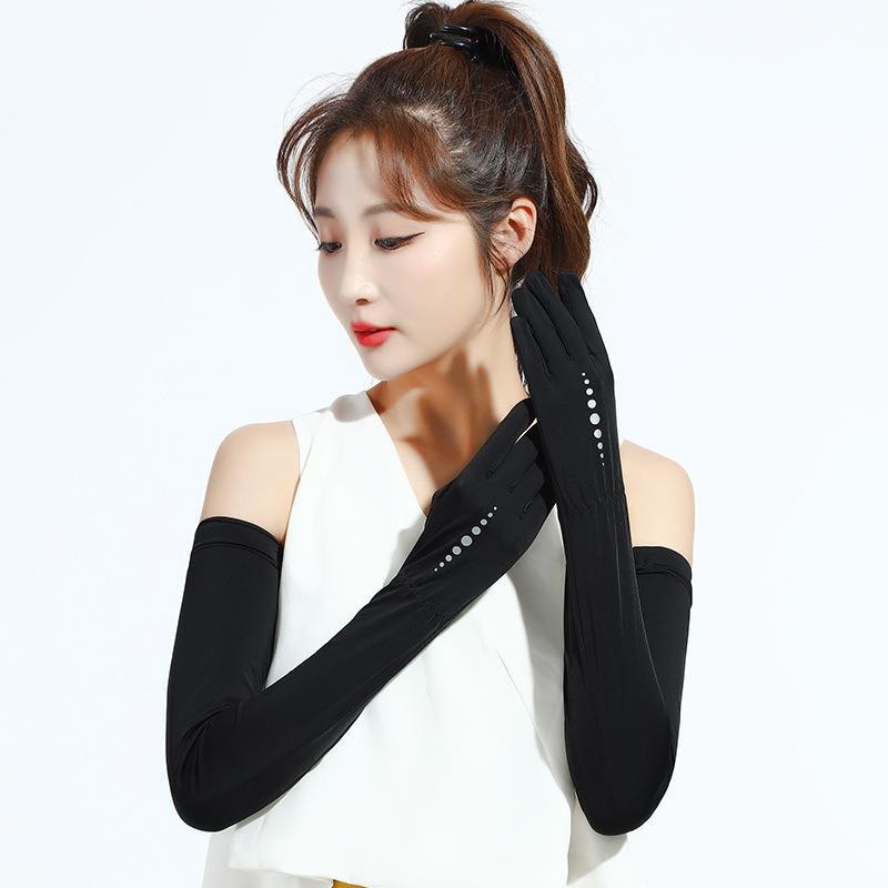 Guantes de protección solar de verano para mujer Protección de brazo alargado Protección UV manga de hielo Seda de hielo delgada larga guantes de equitación al aire libre