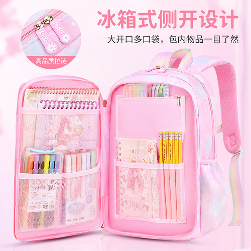  New 1-6 grade primary school students schoolbags girls backpacks to reduce burden children backpacks wholesale schoolbags