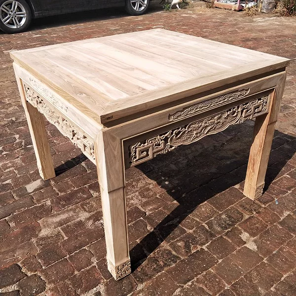 Old elm wood, unrefined, solid wood, Chinese-style square table, traditional household mahjong table, square dining table