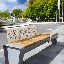 公园椅户外防腐木不锈钢长条凳室外长凳庭院成品休闲座椅塑木长椅