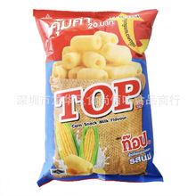 批发泰国进口TOPUP牛奶味香酥玉米米果玉米棒休闲零食80g18包一箱