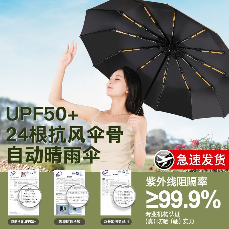72骨全自動傘大サイズカスタム卸売広告傘女性晴雨両用日よけ日焼け止め紫外線日傘|undefined