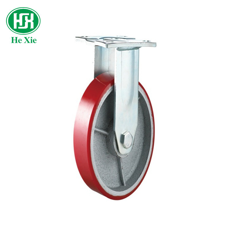 紅色鐵芯pu腳輪重型萬向輪載重腳輪靜音輪4寸5寸6寸8寸聚氨酯腳輪