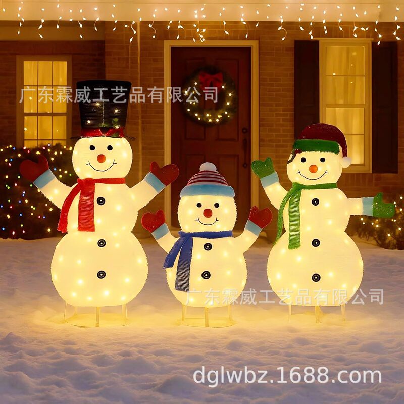 3D Outdoor Snowman Family Set Large Three-Piece Pop-Up Decoration with Led Lights for Lawn and Gate Christmas Decoration 3D Outdoor Snowman Family Set Large Three-Piece Pop-Up Decoration with Led Lights for Lawn and Gate Christmas Decoration