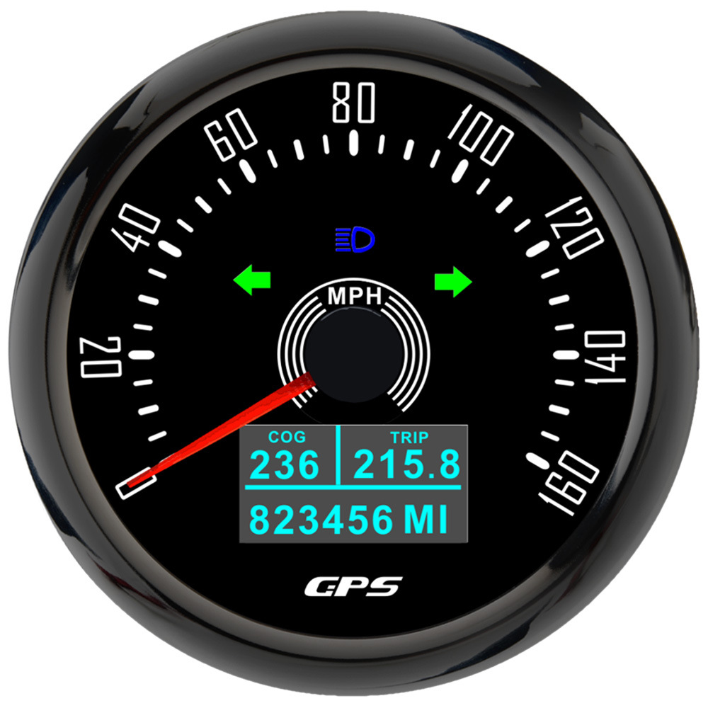 Meter 12V 24V – Motuoche automobile instrument - black-bezel-black-face-160mph