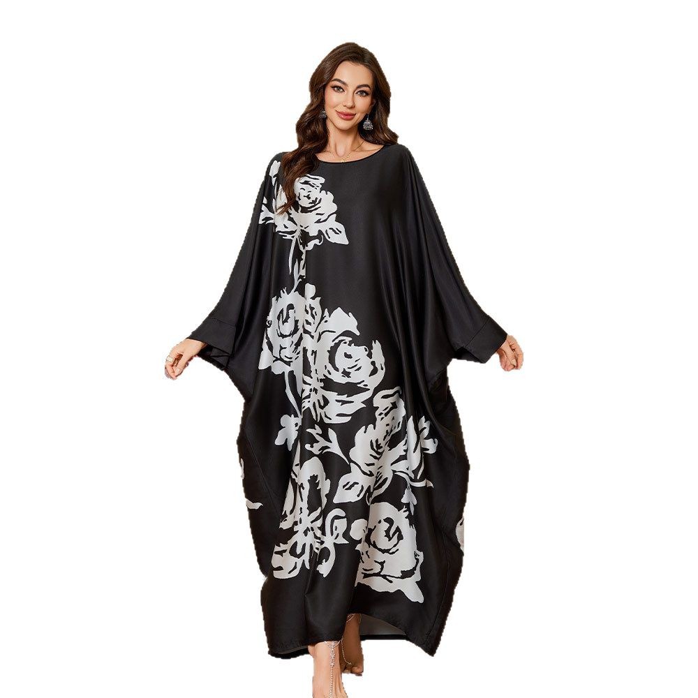 Yaoting transfronterizo nuevo gran seda de seda de seda de seda satén hermosa camiseta impresa vestido de pijama DP3399