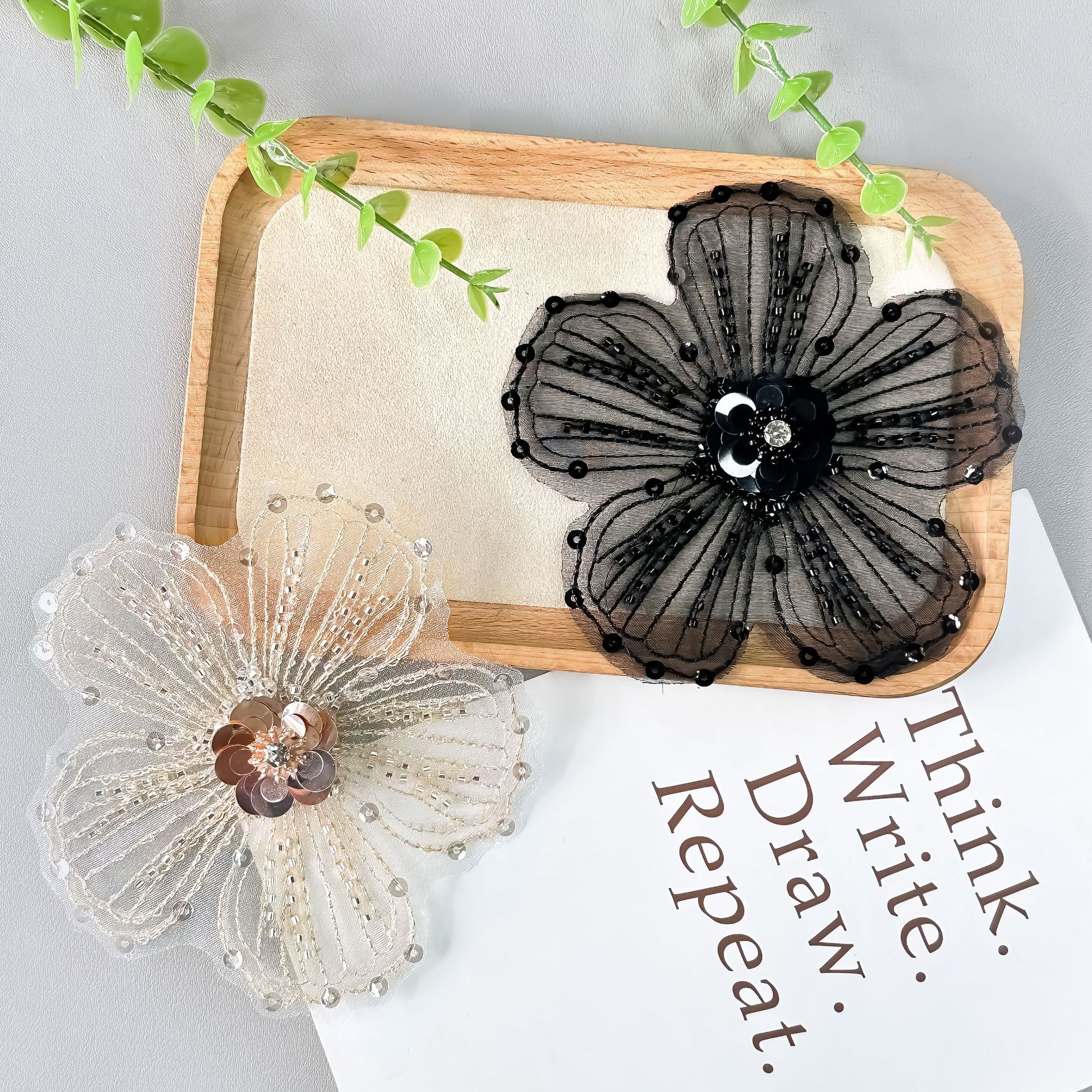 Apliques de Organza Bordados con Lentejuelas y Cuentas, Parche de Tela con Flores, Corsage, Accesorios para Vestidos de Novia y Ropa DIY image 3