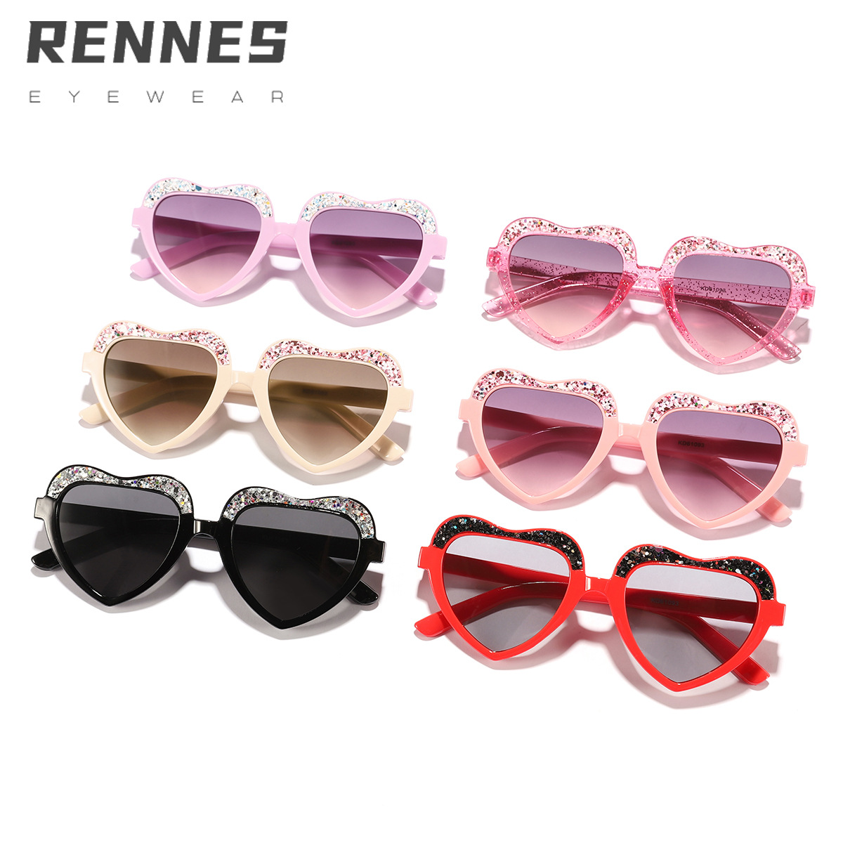 Nuevo estilo para niños, color caramelo fino, marco de amor, gafas de sol para exteriores, gafas de sol para niños y niñas, decoración de escenario personalizada, gafas de sol