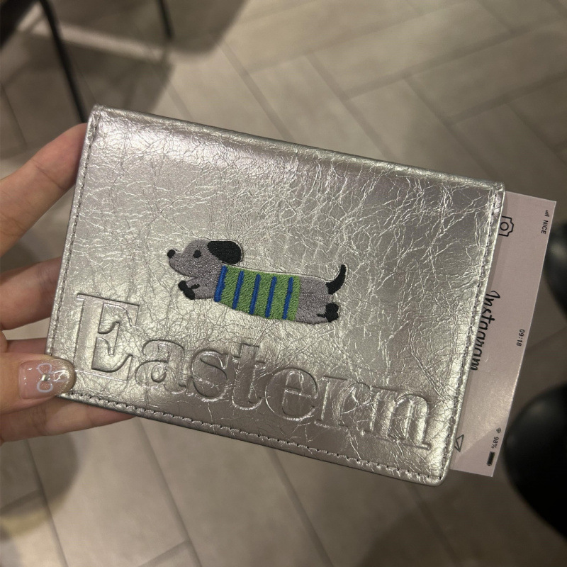 可爱腊肠狗皮质护照夹多功能卡包短款便携随身旅行证件收纳包ins|undefined