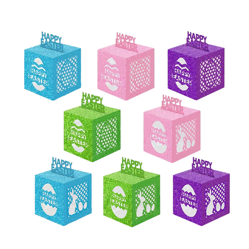 8 pcs/pack new box Easter egg box rabbit theme paper box party decoration hollow paper box