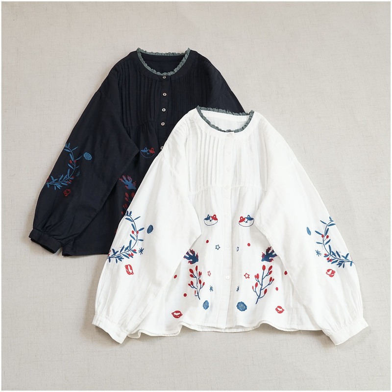Cotton Double-Layer Gauze Lace Collar Versatile Long-Sleeve Shirt, Soft and Comfortable Loose Pleated Artistic Top Cotton Double-Layer Gauze Lace Collar Versatile Long-Sleeve Shirt, Soft and Comfortable Loose Pleated Artistic Top