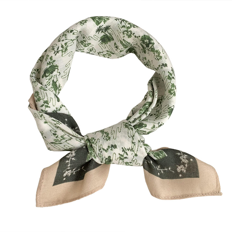 Buñuelo de seda cuadrado de alta sensación 2025 nuevo buñuelo de seda de impresión de algodón universal buñuelo de pelo de cuello buñuelo buñuelo