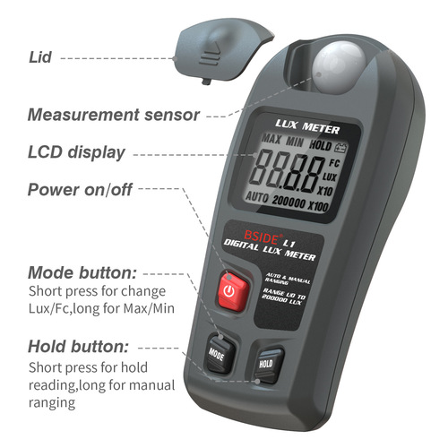 Emerson BSIDE Digital Light Meter Light Tester High-Precision Lumens Tester Handheld Light Meter Photometer