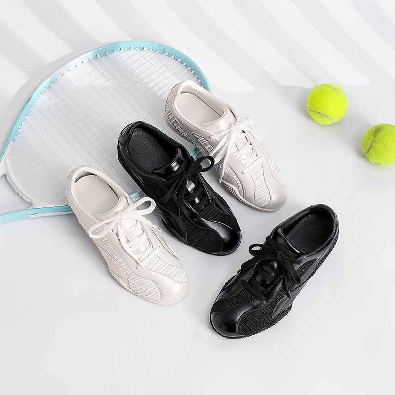 Spring New Retro Pleated Patchwork Soft-Soled Sports-Style Racing Shoes Korean Version Casual Wear-Resistant Forrest Gump Training Shoes for Women