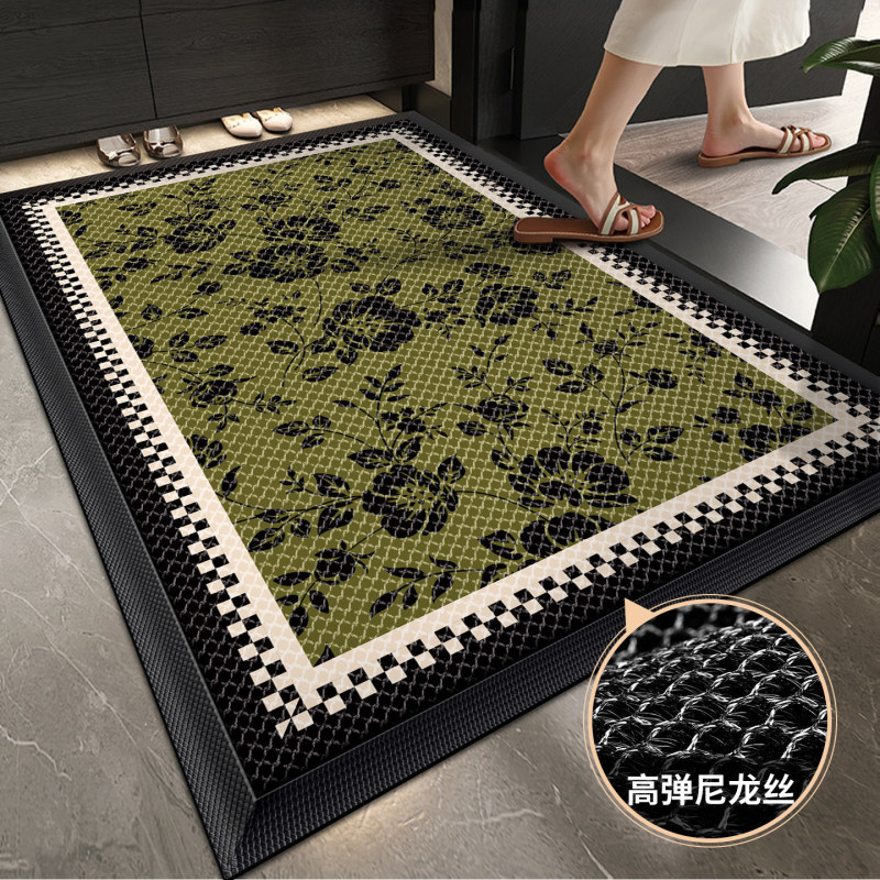 Retro light luxury entrance door elastic mesh mat for home use in corridors and hallways, easy to clean off dirt and mud, non-slip floor mat Retro light luxury entrance door elastic mesh mat for home use in corridors and hallways, easy to clean off dirt and mud, non-slip floor mat