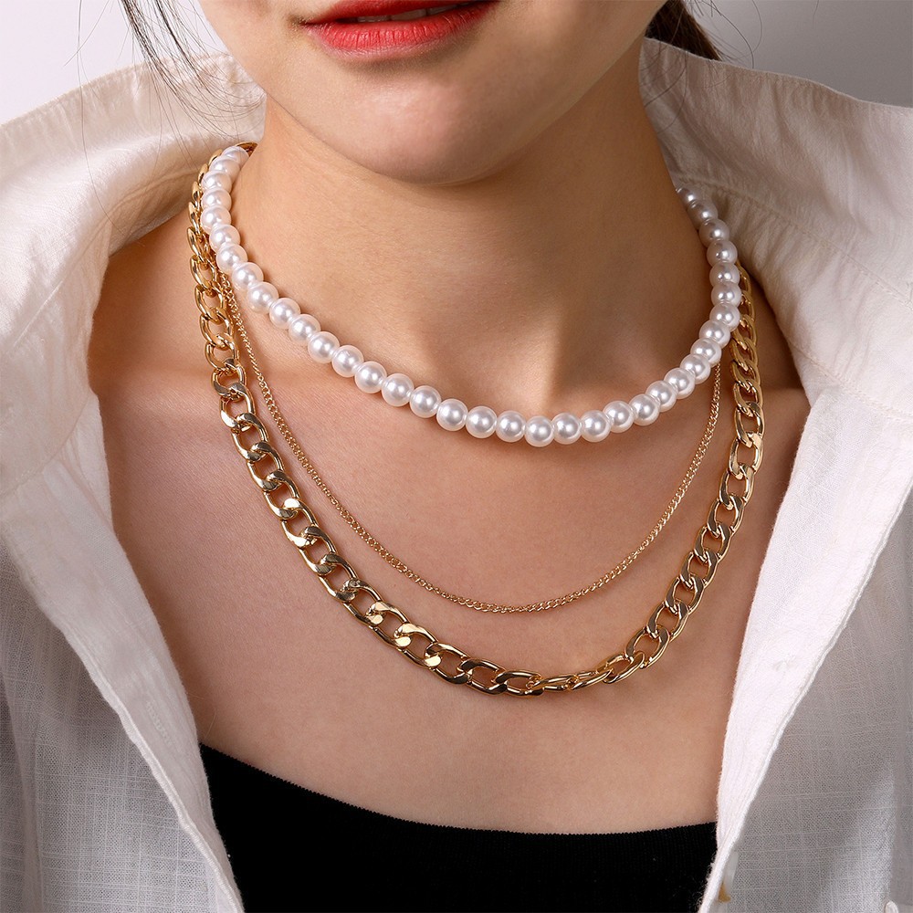 Collier à maillons en os de serpent superposés, style européen et américain, haut de gamme, luxe léger, collection française, très prisée à l'export._voghion.com