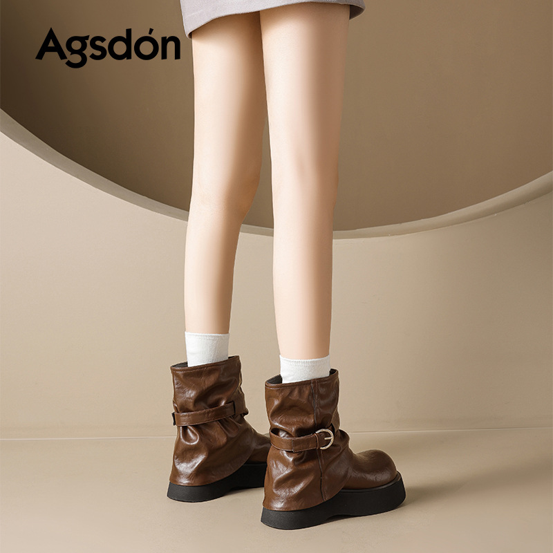 Augu Lion-Deng grueso botas Martin para mujeres 2025 nuevo otoño invierno Meirard botas cortas británicas de viento pila de pantalones botas