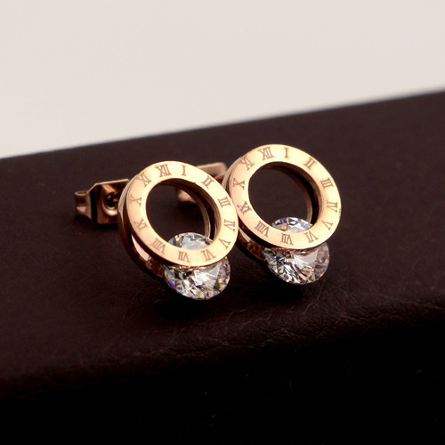 Titanium Steel Earrings for Women Summer Korean Temperament Internet Celebrity Roman Numeral High-end Earrings  New Trendy Earrings