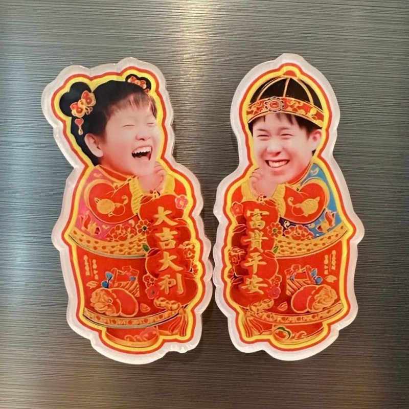 새로운 샤 헤드 새해 사진 인형 자기 냉장고 사샤 큰 머리 창조적 인 홈 아크릴 장식 주변