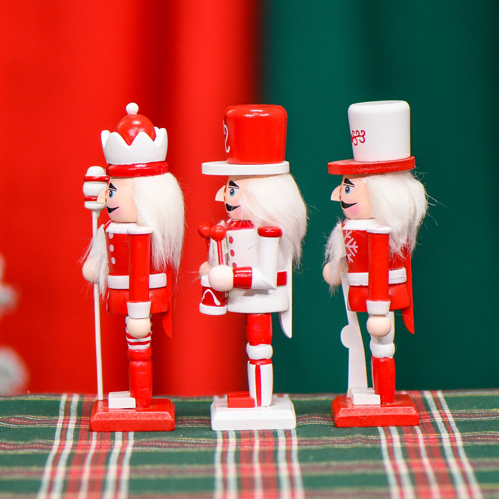 Inventario transfronterizo 15CM conjunto de trocanueces marionetas soldados de Navidad colgante de nueces decoración artesanal