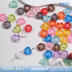 透明彩色爱心圆圈纽扣穿孔珠桃心包挂亚克力diy饰品手机链条配件
