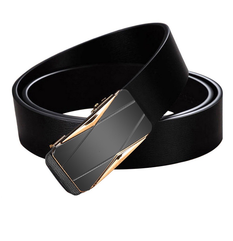 New foreign trade cross-border best-selling seamless alloy automatic buckle two-layer genuine cowhide men's belt in stock