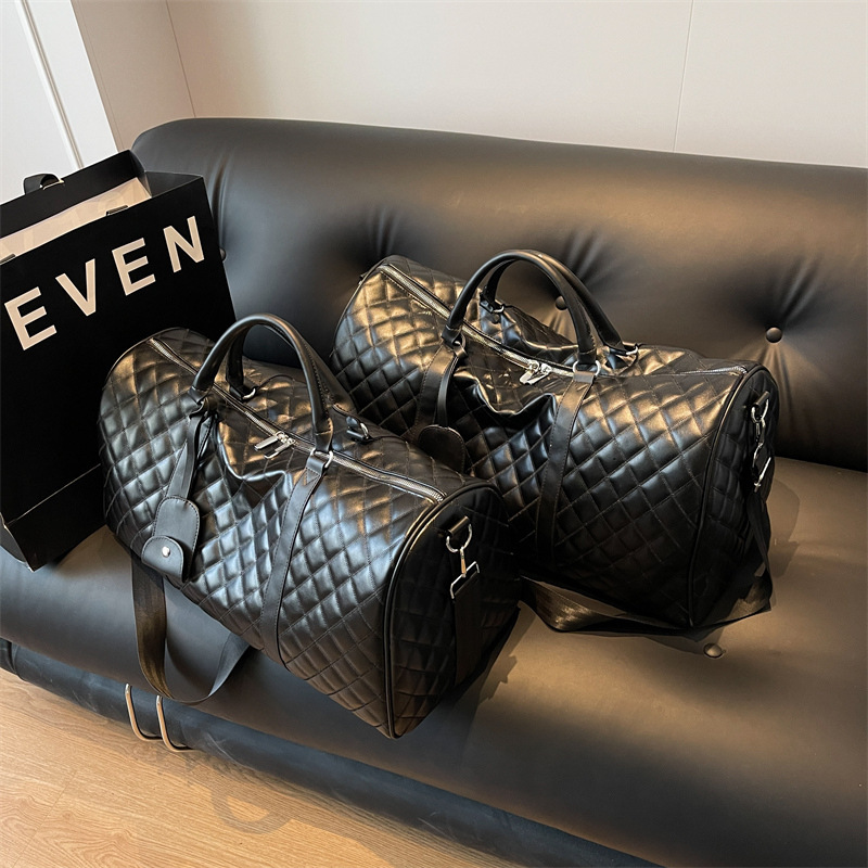 Luggage bag PU lattice travel bag portable storage waterproof leisure travel large capacity cross-border factory wholesale Luggage bag PU lattice travel bag portable storage waterproof leisure travel large capacity cross-border factory wholesale