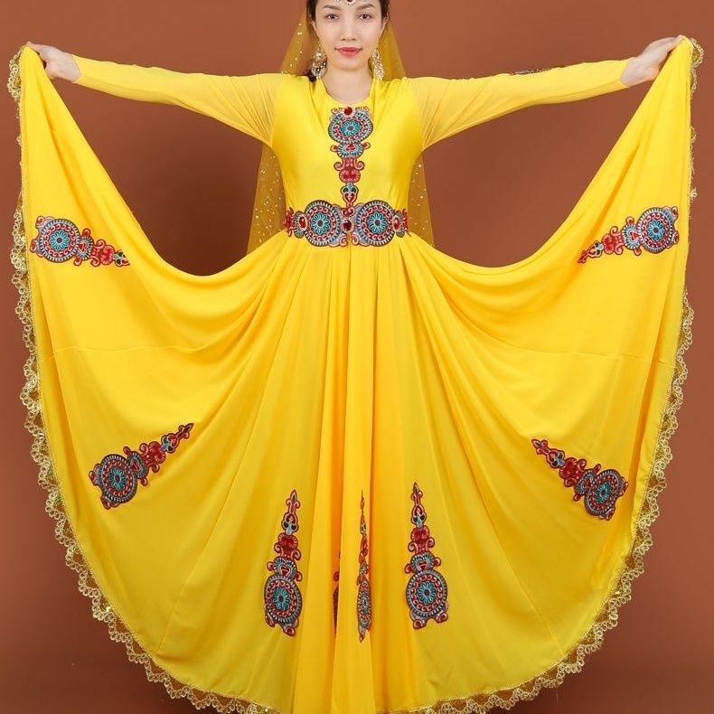 新疆の新しいダンスパフォーマンス服衣装ドレスエスニックウイグルステージ衣装720スイングスカート|undefined