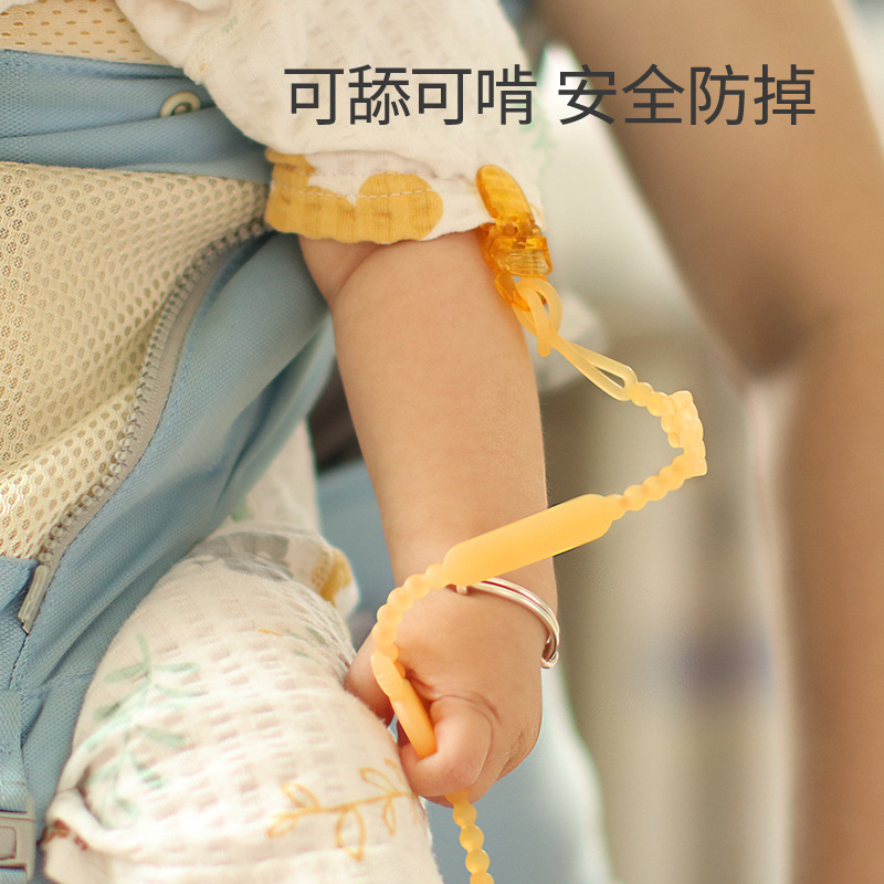 Baby silicone necklace teether baby teething stick bite food grade teether soft rope for infants and young children to prevent loss