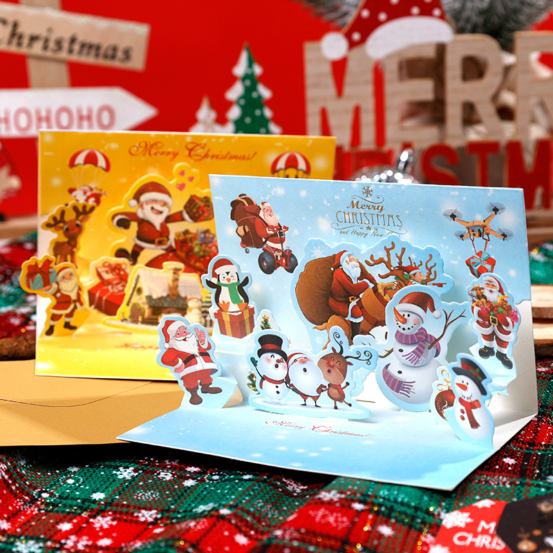 Nuevo estilo al por mayor tarjeta de felicitación de estilo ins 3d bendición de Navidad tarjeta pequeña tarjeta de agradecimiento manuscrita tarjeta de felicitación tridimensional de Navidad