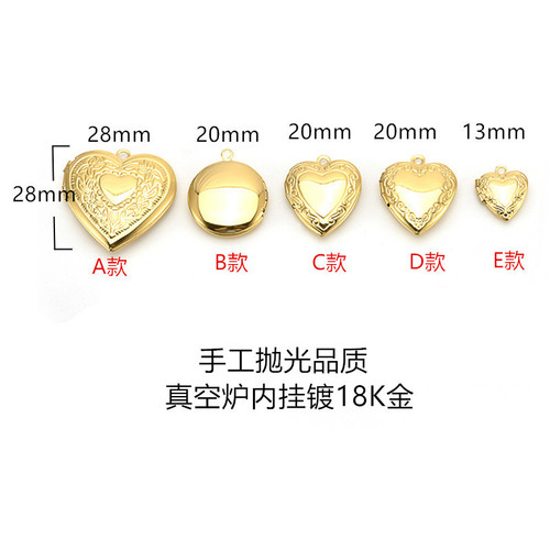 Stainless steel heart photo box pendant necklace 18K gold plated photo frame pendant can hold photos Hot selling love photo box