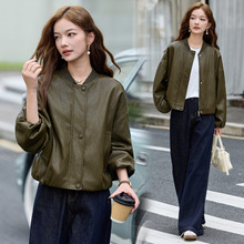 高档真皮皮衣外套女2025秋季新款时尚立领宽松显瘦百搭机车皮夹克