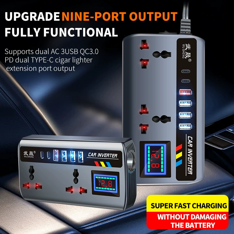 12v24v к 220v автомобильный инвертор грузовик автомобиль универсальный конвертер мобильный телефон двойной флэш зарядное устройство