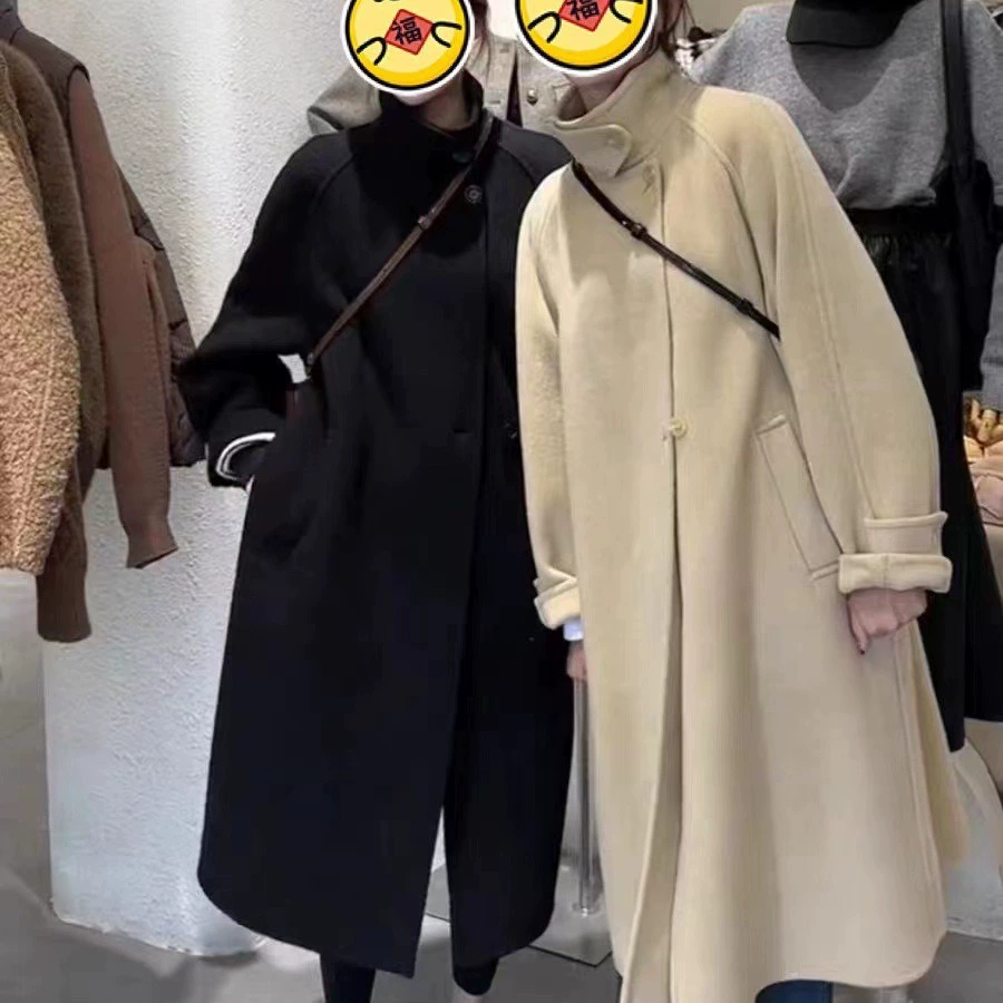 Модное новое двустороннее шерстяное пальто 2025 года, длинная свободная повседневная шерстяная куртка в корейском стиле, в наличии