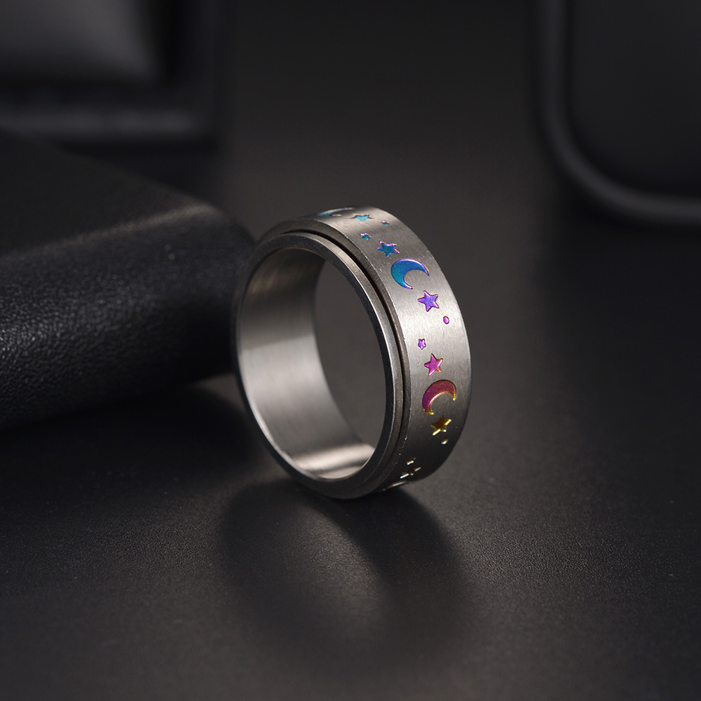 Fashion Star Moon Stainless Steel Rings display picture 3