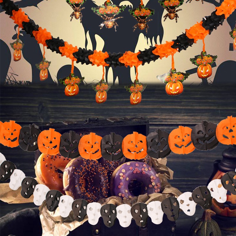 Venta caliente transfronteriza Decoración de Halloween Tirando de banderas Colgante Atmósfera de terror Accesorios de cráneo Adornos Accesorios para fiestas Suministros para fiestas