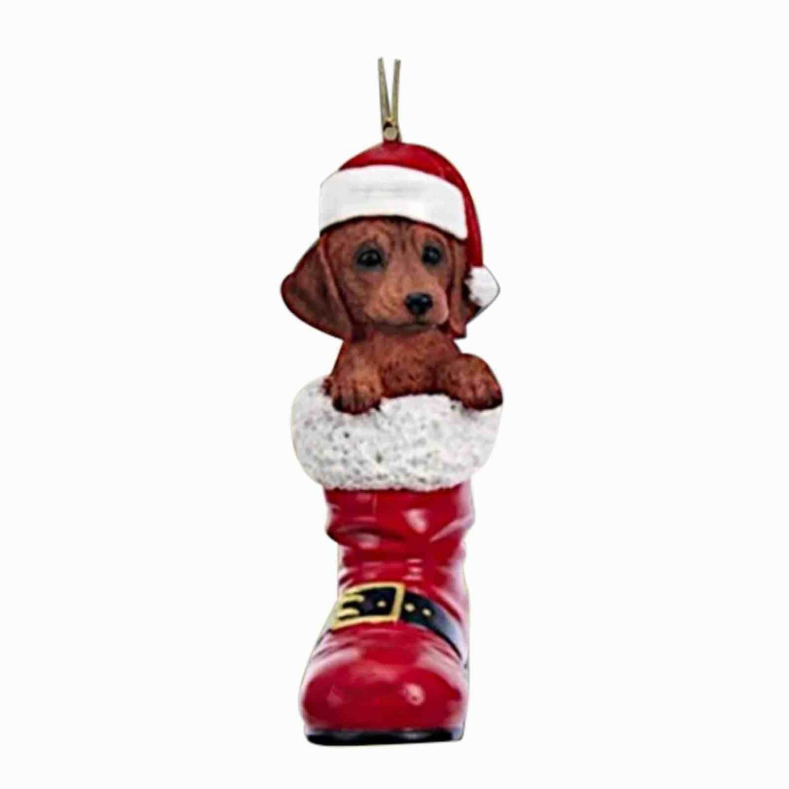2023 árbol de Navidad colgante lindo cachorro resina acrílico perro colgante Año Nuevo fiesta decoraciones