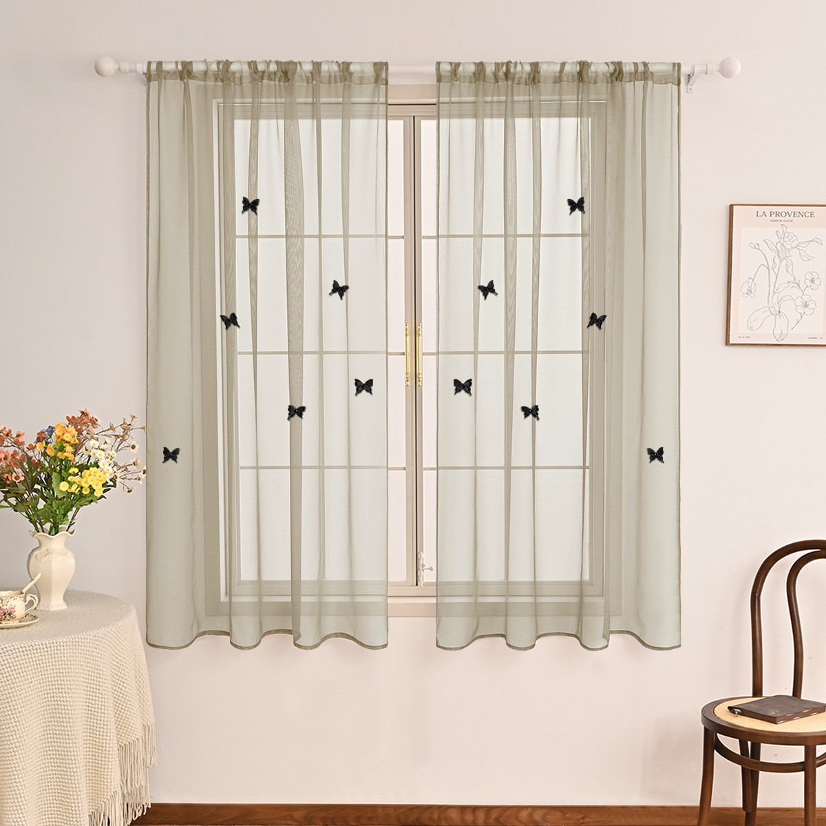 Malla de ventana Terylon de color sólido de doble cuerda para perforar todo el mundo, accesorios de pin de mariposa tridimensional de doble capa, TEMU